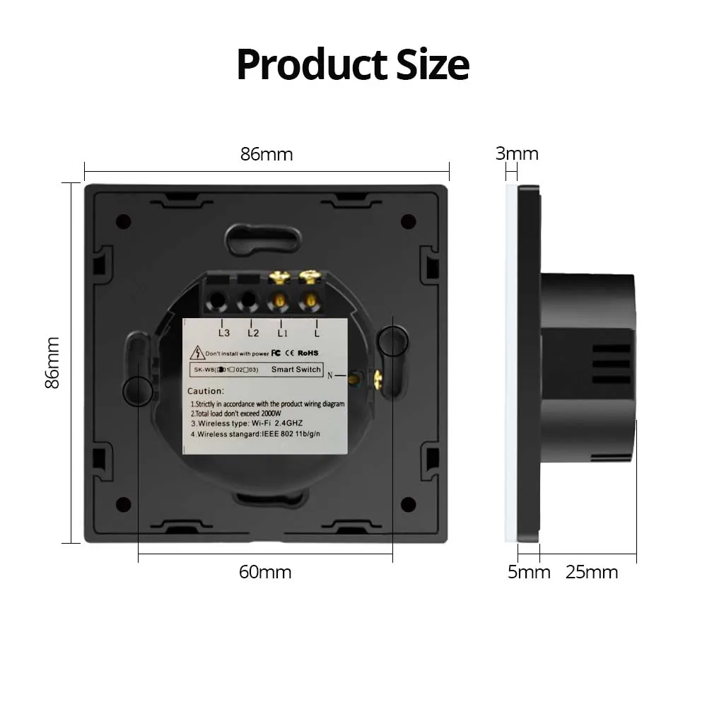 Imagem -05 - Wallpad Dimmer wi fi Interruptor de Toque da ue Casa Inteligente Interruptores Ewelink Aplicativo Funciona com o Google Casa Alexa Controle Voz 500w Ac90250v