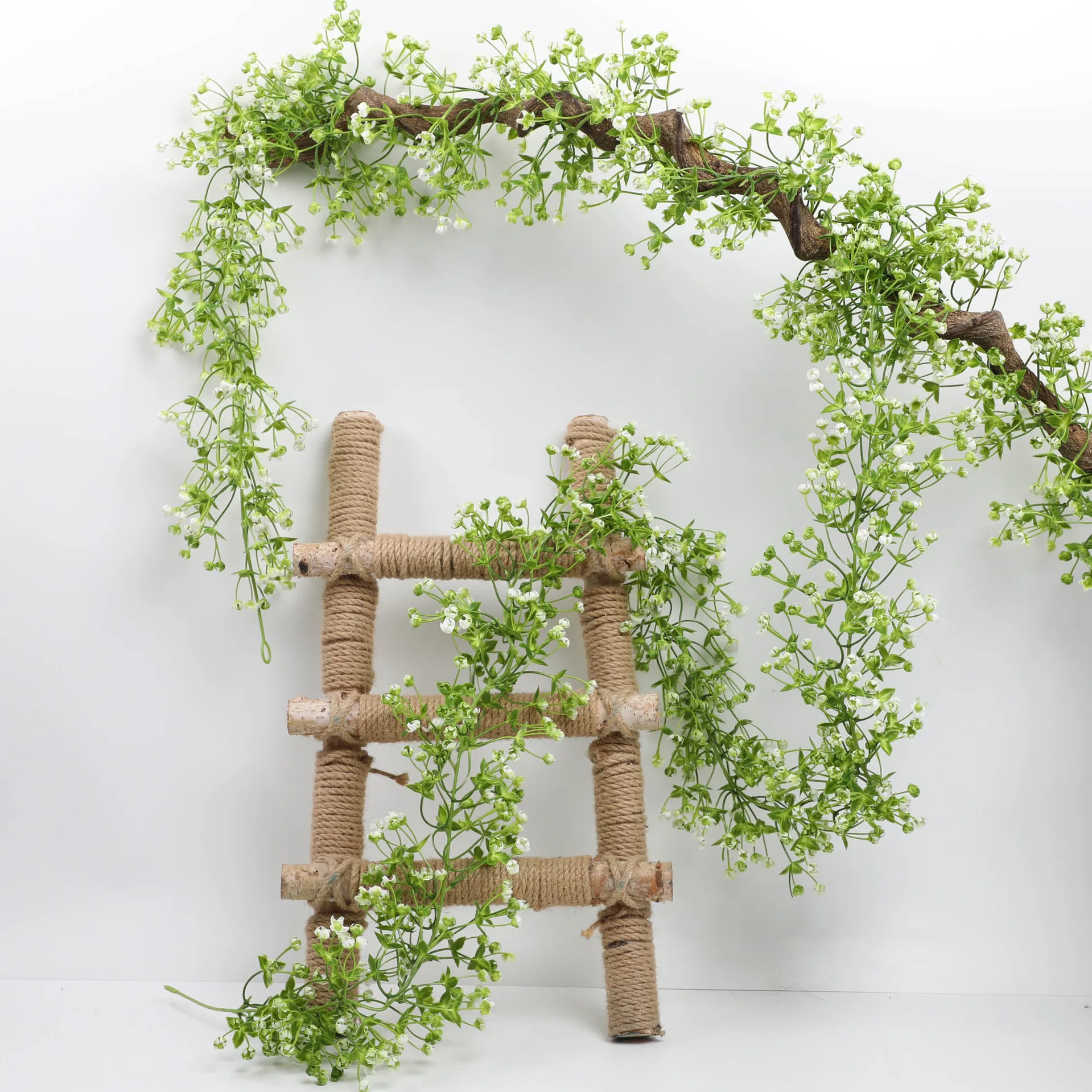 175cm/68.9in Artificial Plant Gypsophila Garland Long Vine White Fake Baby Breath Flower Rattan DIY for Home Arch Indoor Outdoor