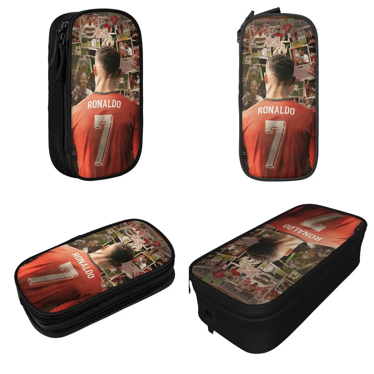 CR7 Soccer Football Fans Cristiano Ronaldos Pencil Cases Pencil Box Pen Box for Girls Boys Big Capacity Bag Zipper Stationery