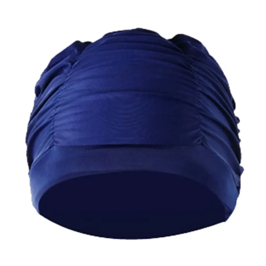 

Womens Large Long Hair Swim Cap Pleated Cloth Ear Protection Adult Spa Supplies Swim Cap; Blue