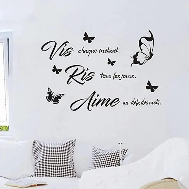 French Vis Ris Aime   Wall  Stickers Decal Decor Vinyl  removable  self-adhesive