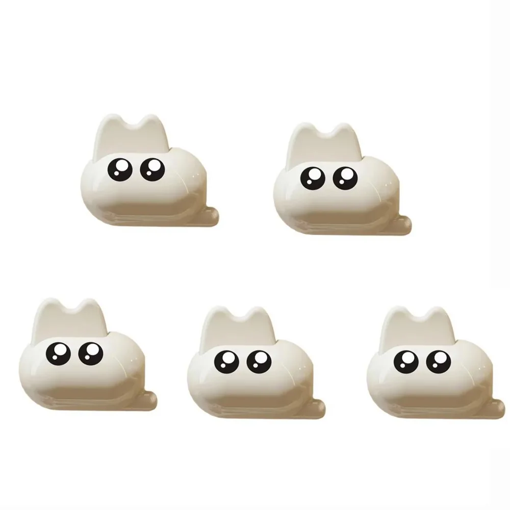 

5Pcs Cartoon Cat Shaped Toothbrush Head Holder Compact Design Cute Toothbrush Cap Clip Plastic Dustproof Toothbrush Head Holder