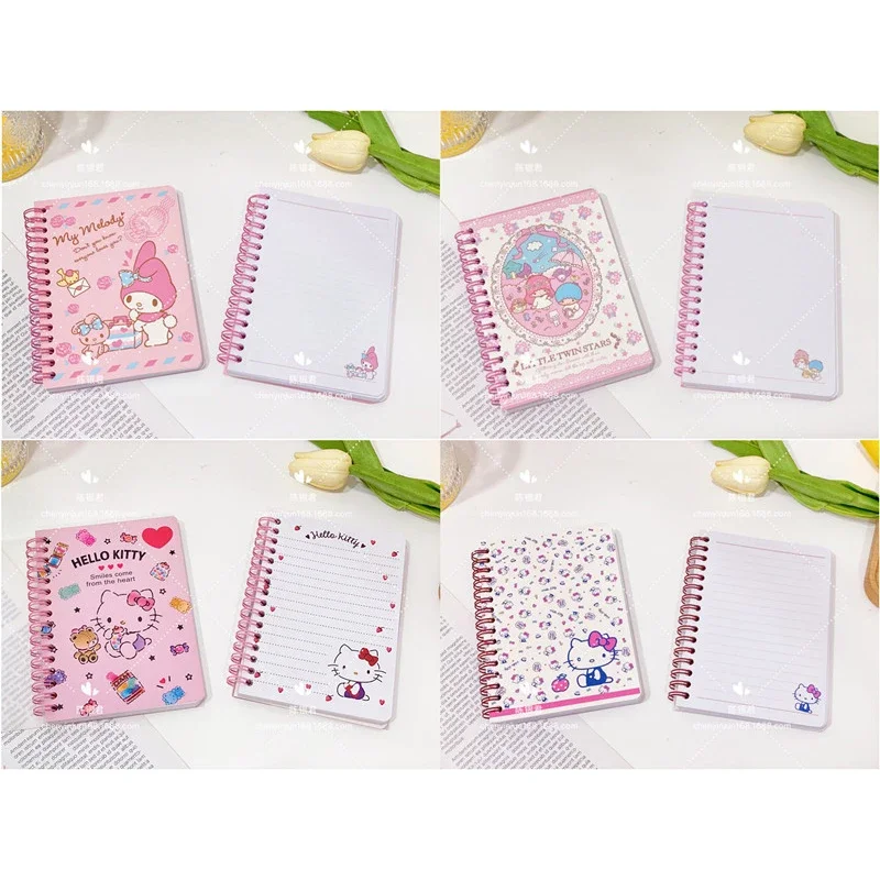 Hello Kitty A6 Cute Spiral Book Coil Notebook Mini Loose-leaf Hand Book Student Portable Notebook Ring Binder Kawaii Supplies