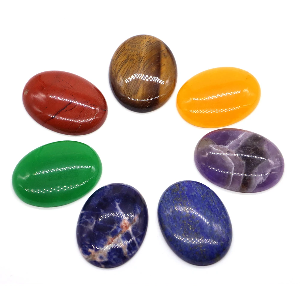 30x40mm Oval Natural Stone Cabochons Healing Crystals Loose Gemstones for DIY Jewelry Making Pendant Craft Handmade Accessories