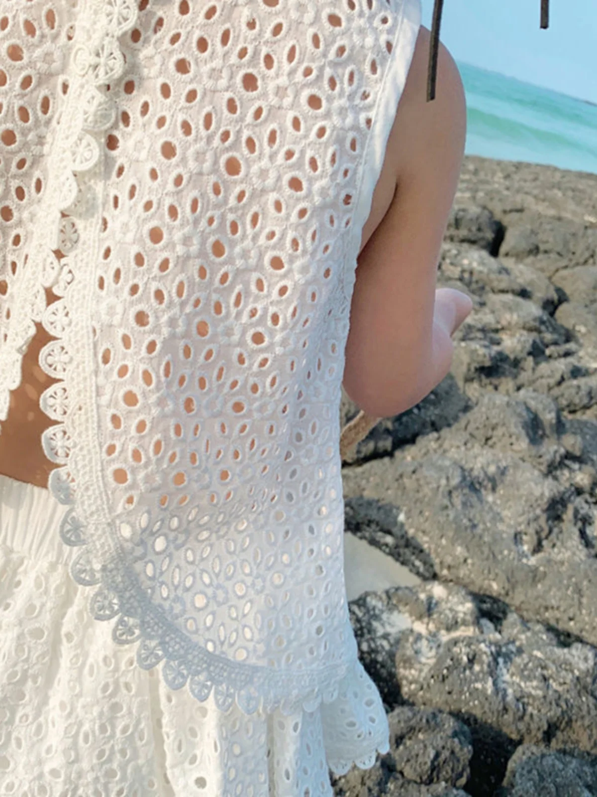 Girls Sweet Hollow out Set Summer Baby Girl Trendy Pure Color Bal Vest Two Piece Set Korean Sle Commute f Skirt