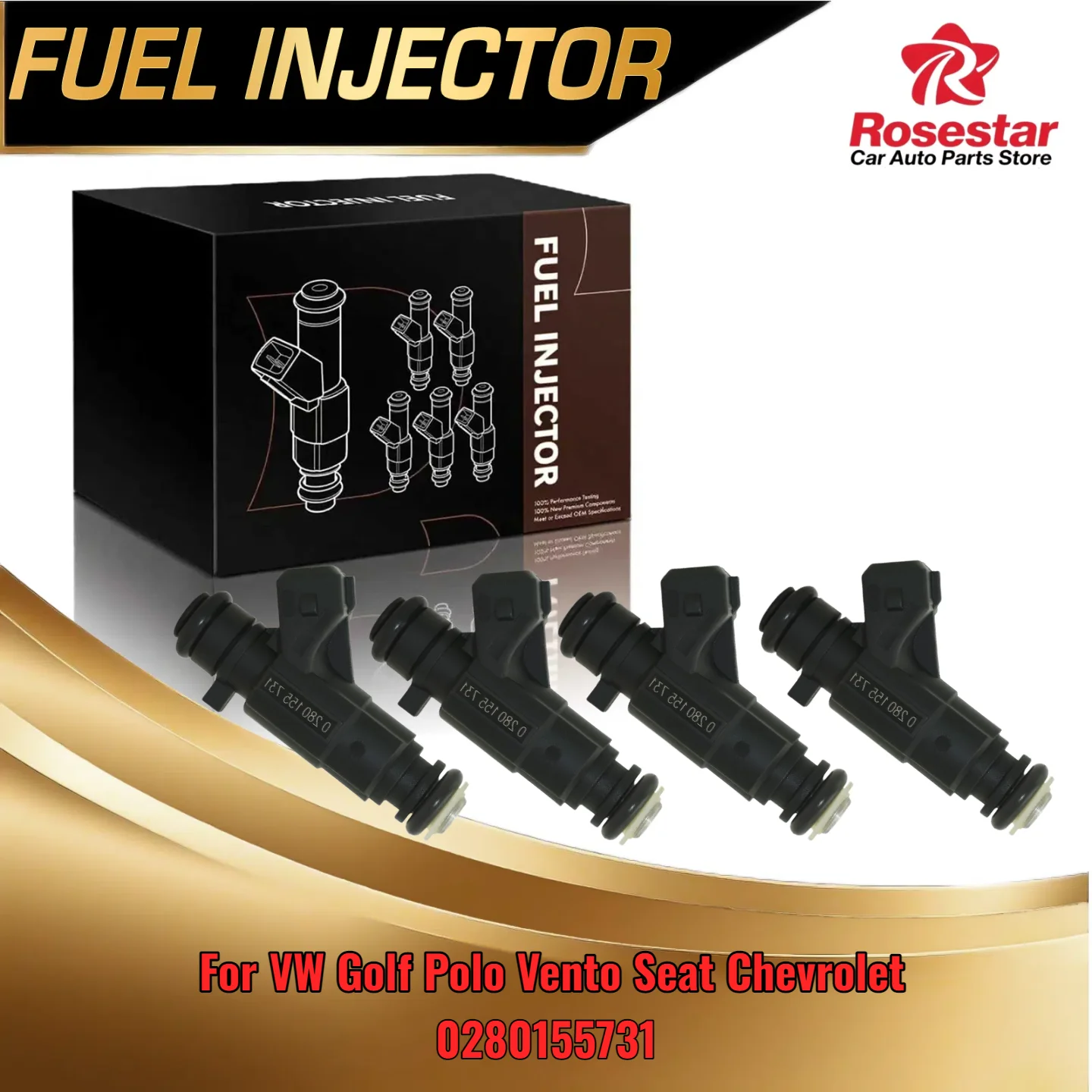 

4 Pieces Injector Set for VW Golf Polo Vento for Seat for Chevrolet Camaro for Buick Compatible with 0280155731