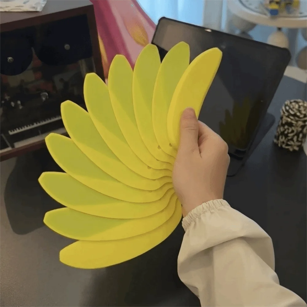 3D Printed Banana Shaped Folding Fan Handmade Art Plastic Costume Prop Fan Artistic Decor Portable Handheld Fan Outdoor Use