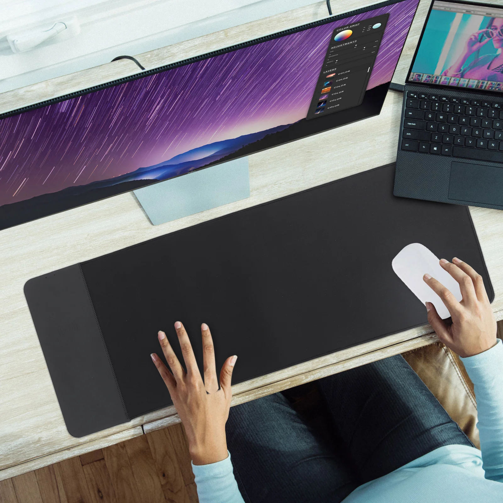 

Wireless Charging Mouse Pad Large Multifunctional Mat Long Sensing Distance for Gaming Office