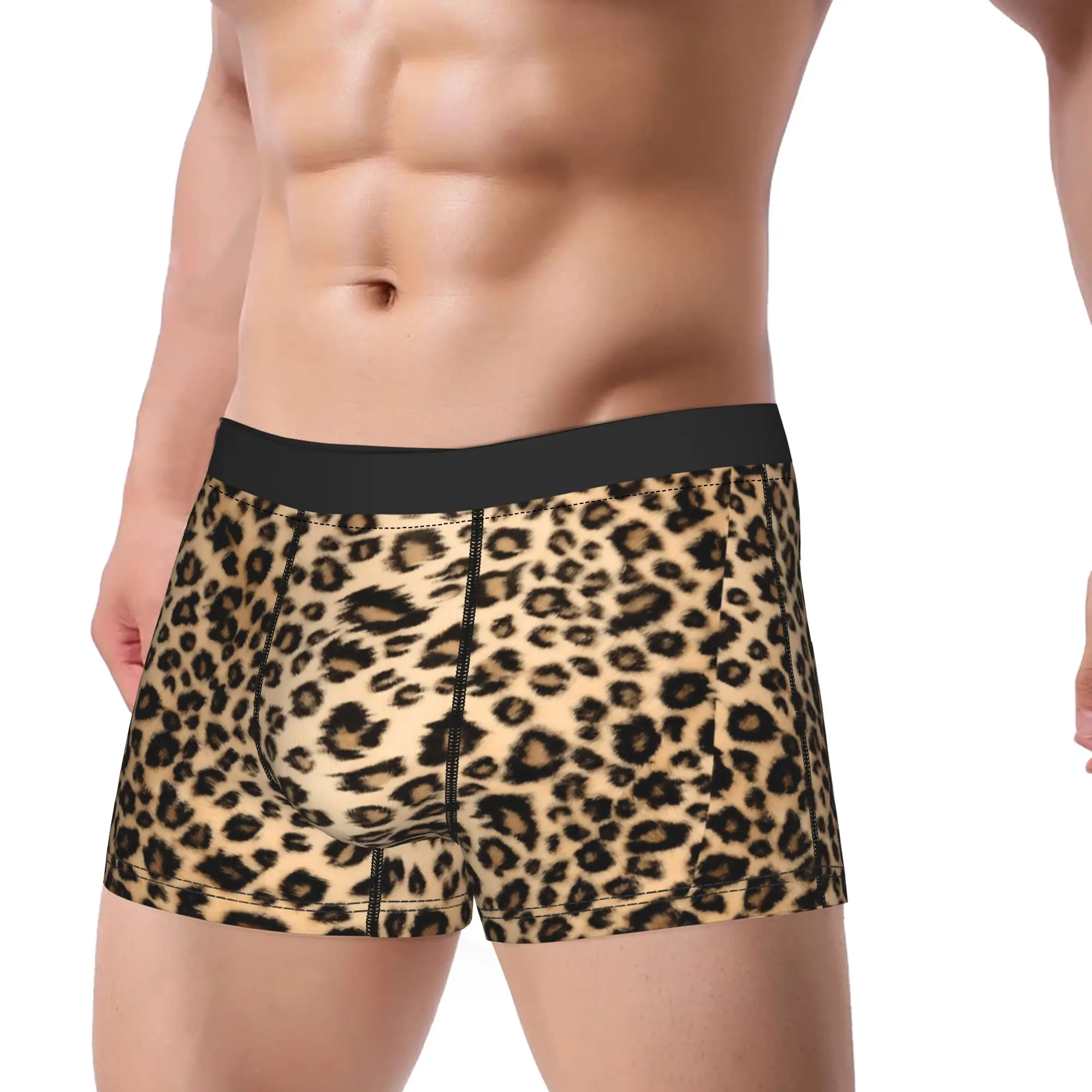 Wild Leopard Print Underwear  Men's Underpants Design Soft Trend Trunk Quality Boxer Brief Plus Size