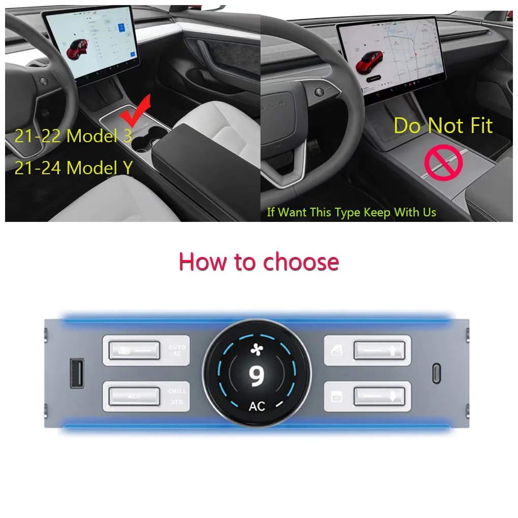 Intelligent Docking Station Multifunctional Knob With USB Type-C Port Fit For Tesla Model 3/Y For Tesla Model 3 or Y 2021-20224