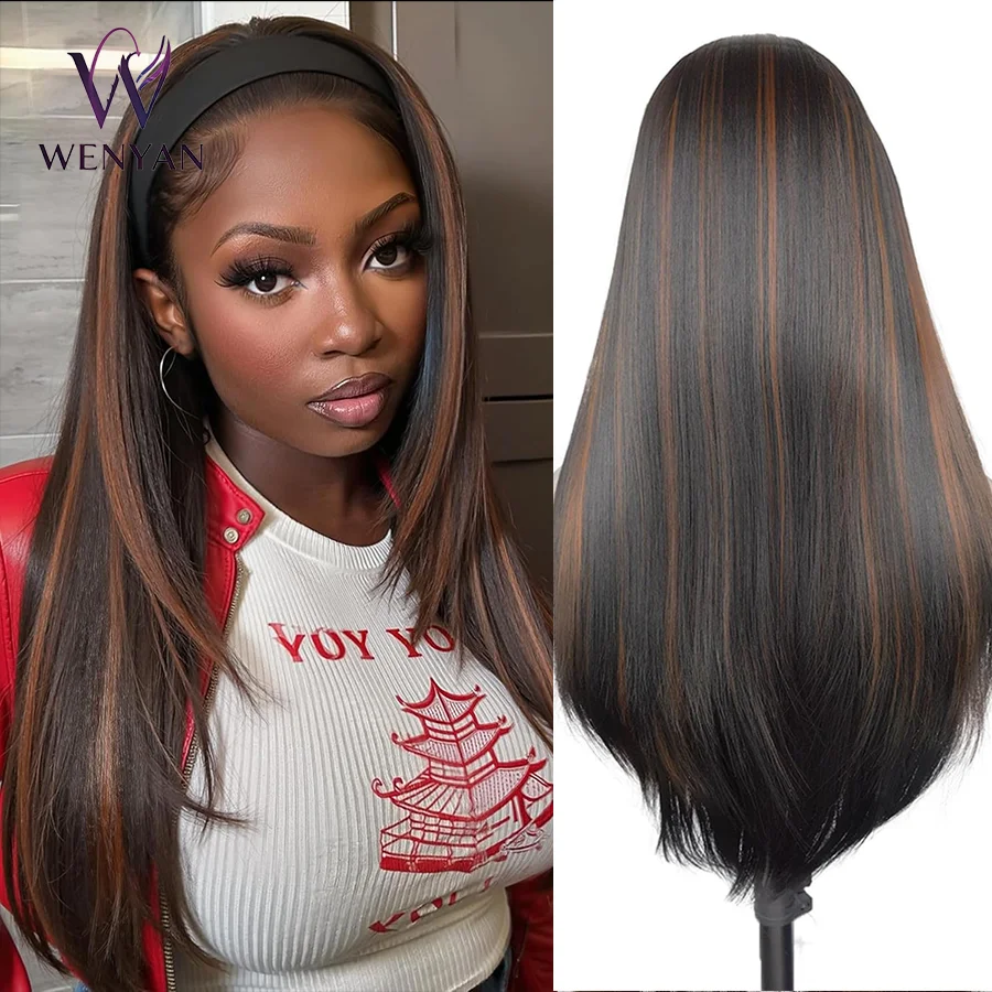 20 Inch Straight Glueless Headband  Wig Wear And Go Synthetic Wigs Natural Look Daily Party