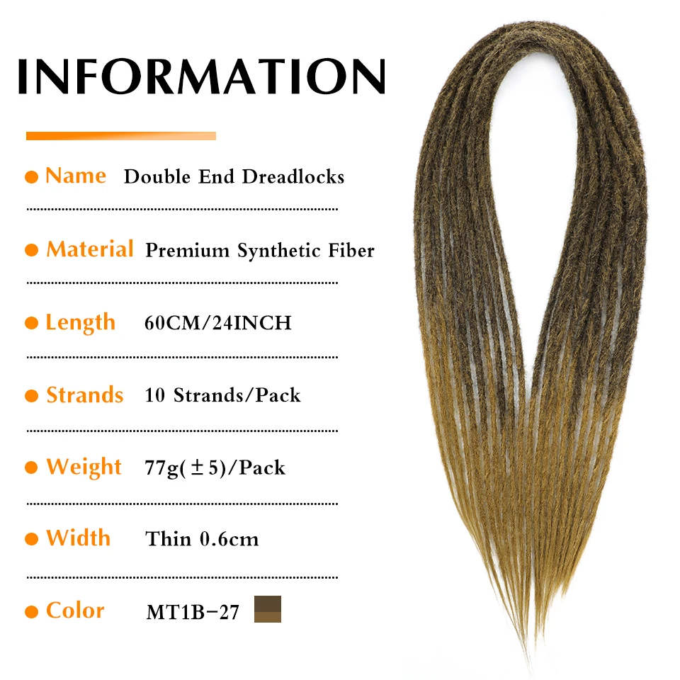 Ekstensi Rambut Gimbal Ujung Ganda Coklat Ombre 24 Inci Kepang Crochet Palsu Lembut Sintetis Hijau Buatan Tangan Dewi Locs