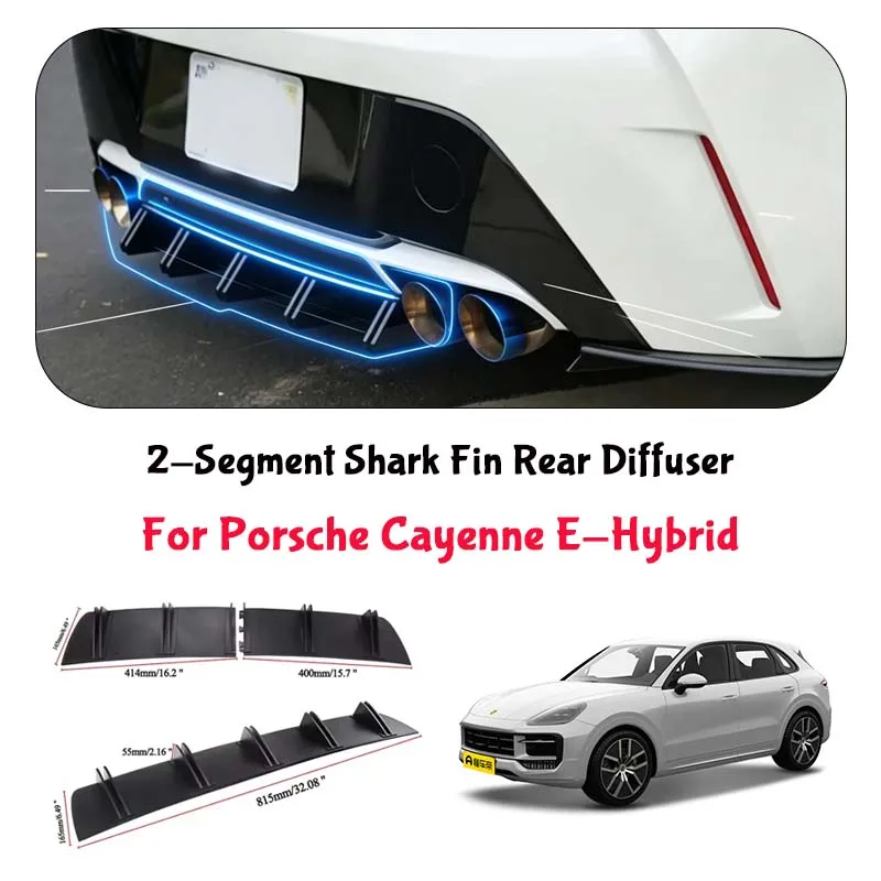 For Porsche Cayenne E-Hybrid Shark Fin Rear Diffuser Split Chassis Spoiler Auto Aerodynamic Parts Aerodynamic Modification