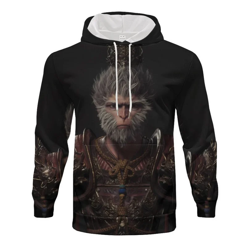 Black Goku game 3D Digital Printing Men's Trousers Fashion Personality Hoodie With Drawstrings Pullover Casual Sweatshirt