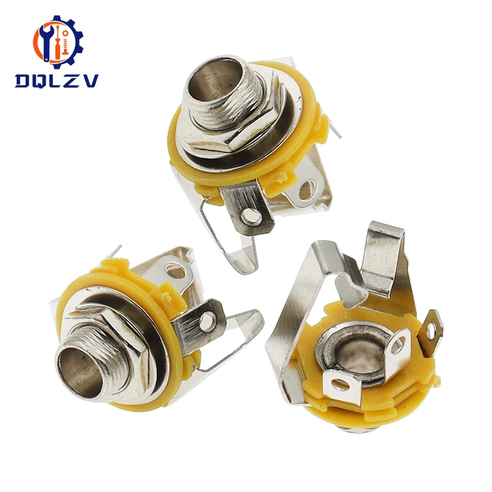 Nikiel 6,35 mm 1/4 cala Mono TS Panel do montażu na obudowie Jack Audio Złącze żeńskie Lutowane
