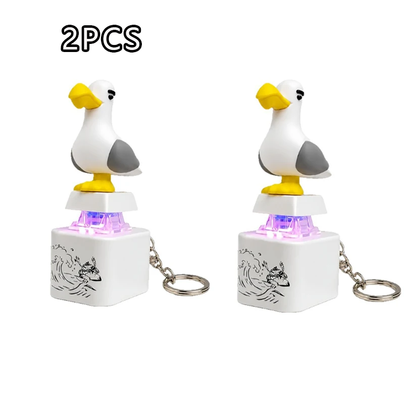 Seagull Mine Schlüsselanhänger mit Clicky-Tastaturknopf, USB-Fidget-Spielzeug-Schlüsselanhänger mit LED-Licht und Sound, Stressabbau-Schlüsselring