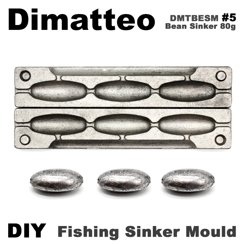 Dimatteo DIY Fishing Bean Sinker Mould DMTBESM/#5 Bean Sinker 80g 3 Cavities