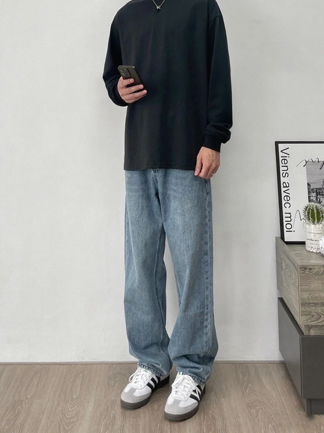 

Мужские джинсы American Sle Cleanfit: брюки прямого кроя в стиле High Street Vibe, рабочая одежда, удлиняющие ноги, микро-клеш