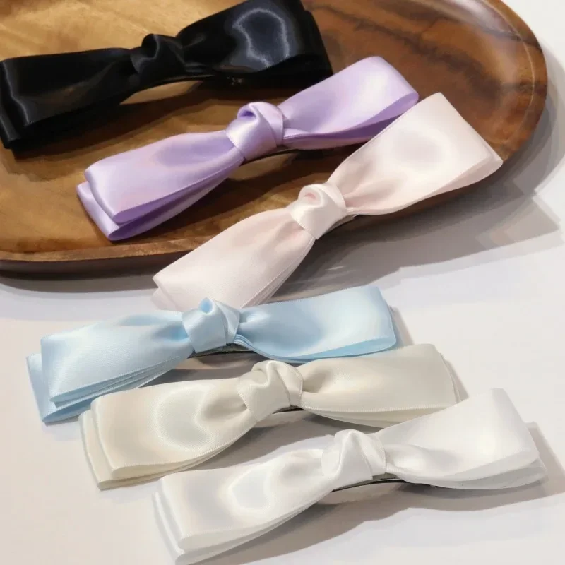 Beautiful Bowknot Barrettes Girl Elegant Hair Clips Solid Color Santa Bowknot Ponytail Clips Woman Hair Accessories