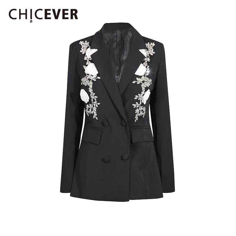 

CHICEVER однотонная куртка с бриллиантами, женская утягивающая куртка с лацканами и длинными рукавами, элегантные роскошные женские куртки, осенняя мода, новый стиль