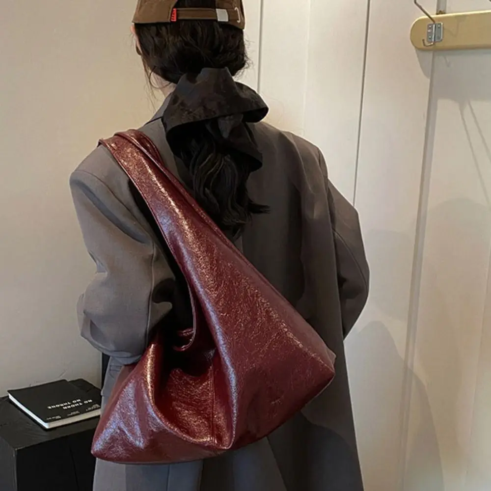 

Милая сумка-тоут из искусственной кожи в корейском стиле в стиле ретро, однотонная сумка из искусственной кожи, большая вместительная сумка-тоут, сумки для подмышек, дорожные сумки