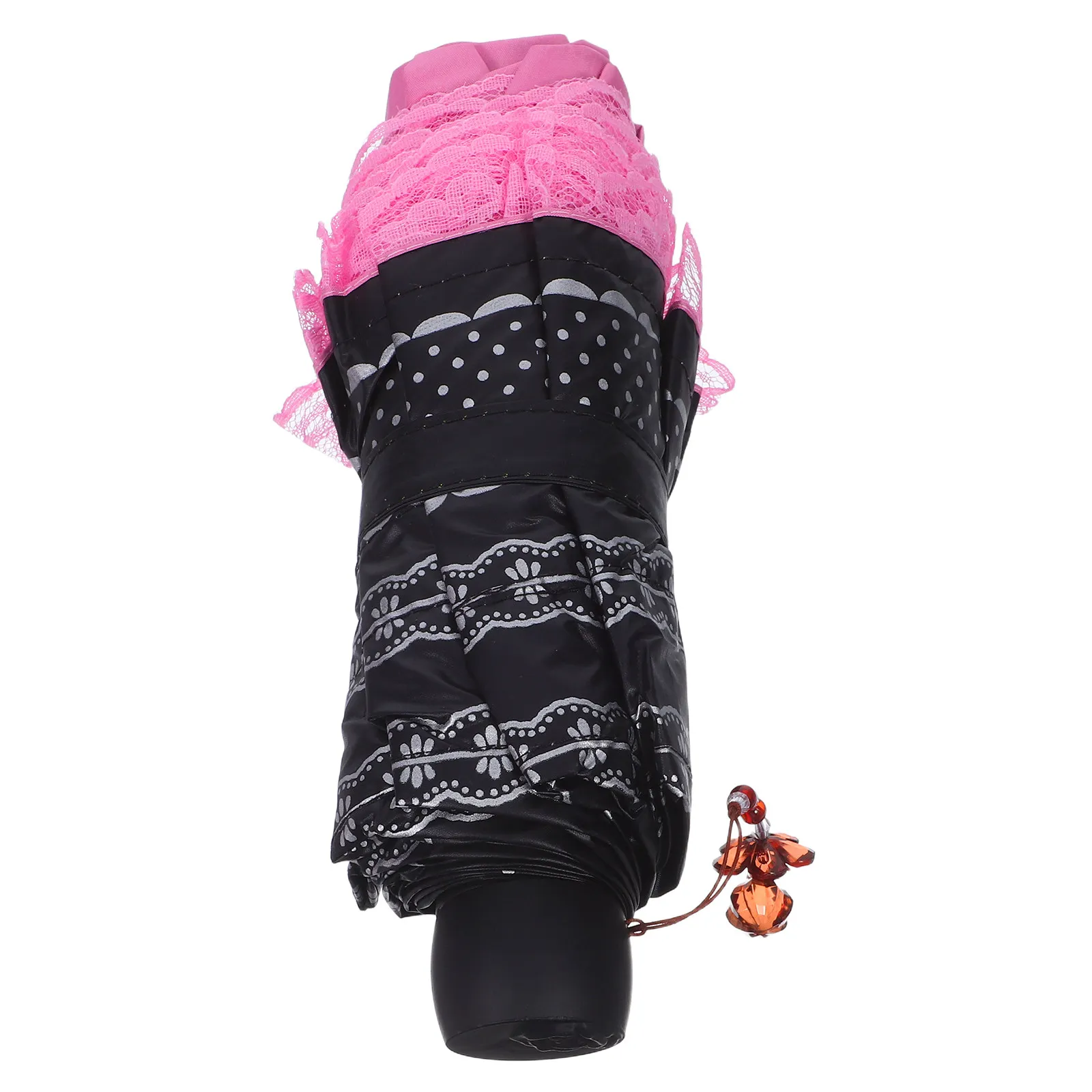 

Portable Folding Women's Lace Sun Umbrella with Floral Pattern Vintage Lace Edge Uv Protection Rain and Sun Dual-Use Travel