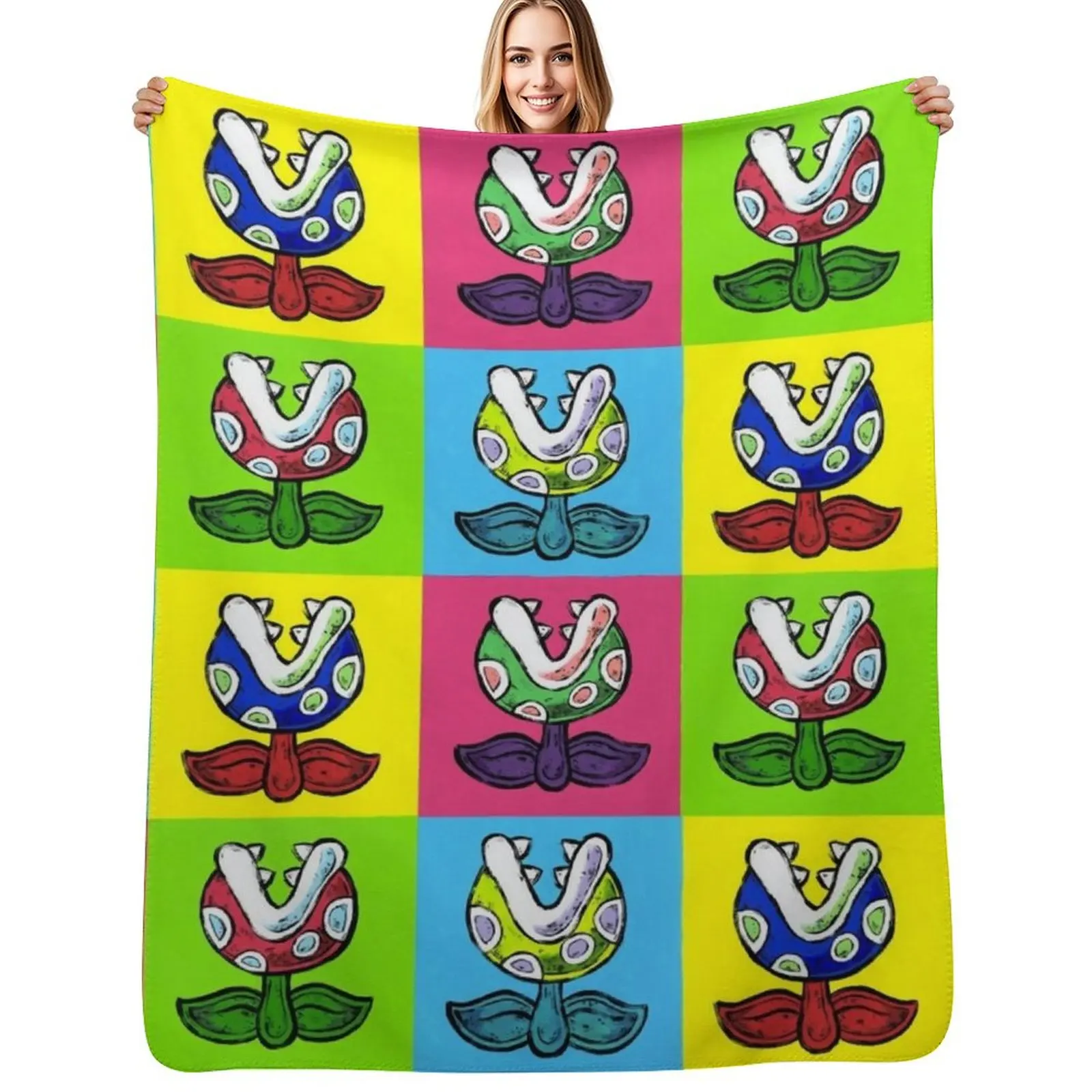 Piranha Plants Throw Blanket valentine gift ideas Sofa Throw manga Loose blankets ands Custom Blankets