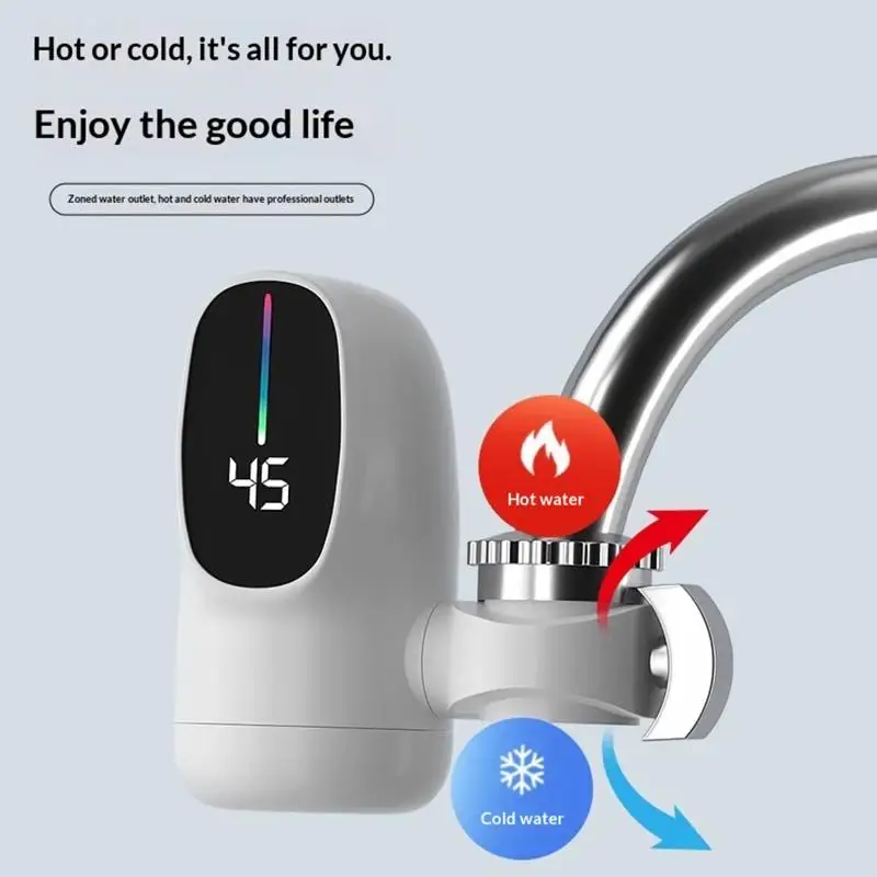 Electric Instant Hot Water Faucet LED Temperature Display Tool Free Installation