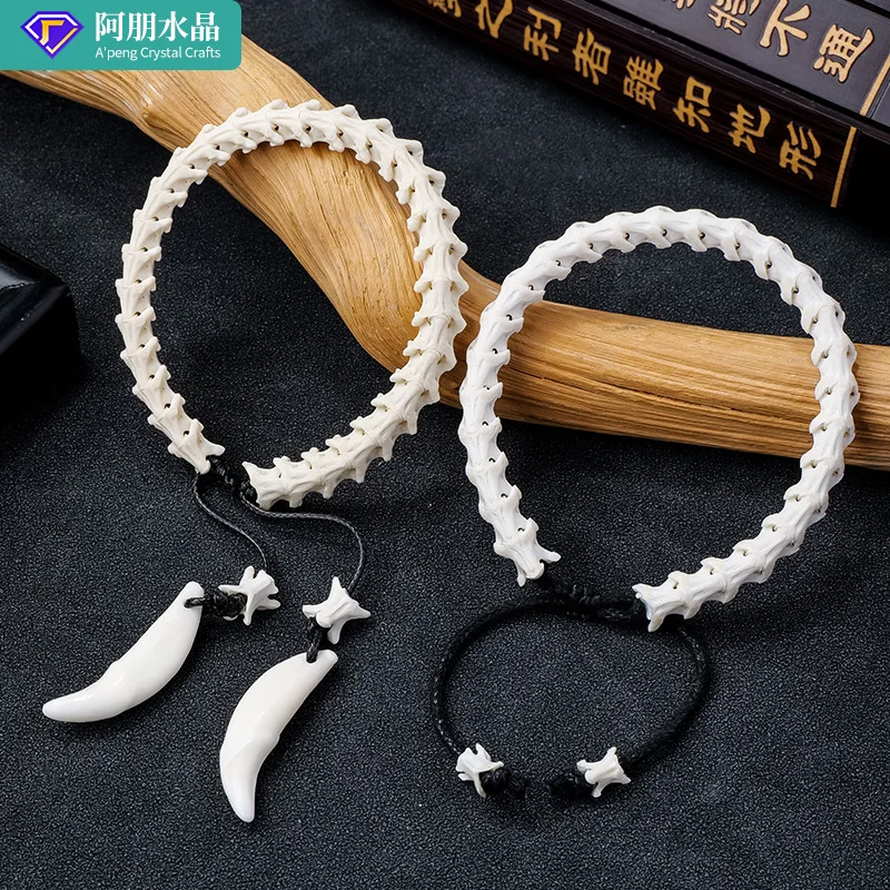 Fashion Snake Bone Beads Bracelet for Men Women Collectible Wenwan String Hip Hop Tide Statement Jewelry Gifts 5-8mm