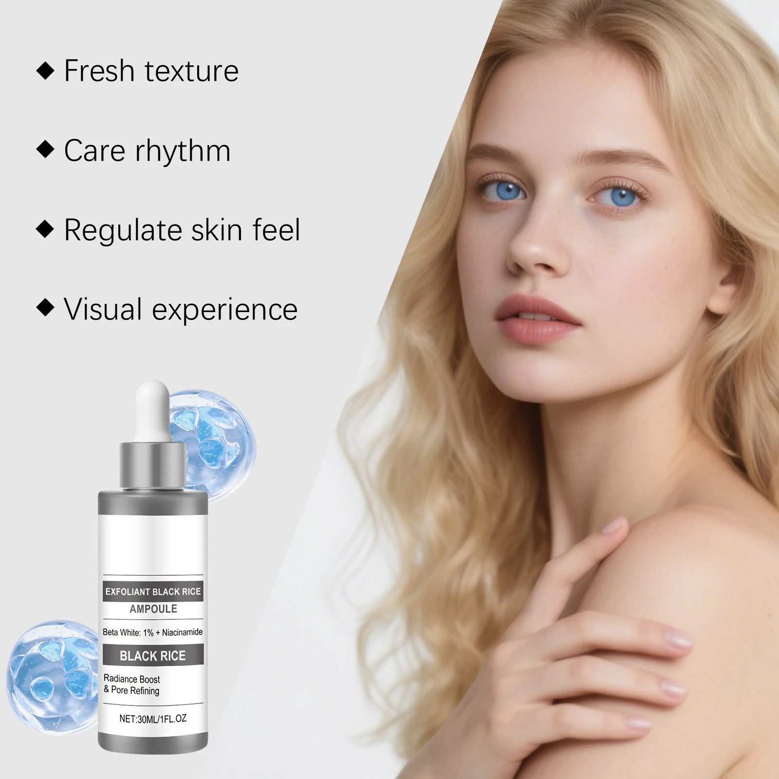 حمض الساليسيليك جوهر الأرز الأسود تقشير عميق لطيف يقلل من الرؤوس السوداء تحسين بلادة تفتح المسام مصل سطع الوجه #5