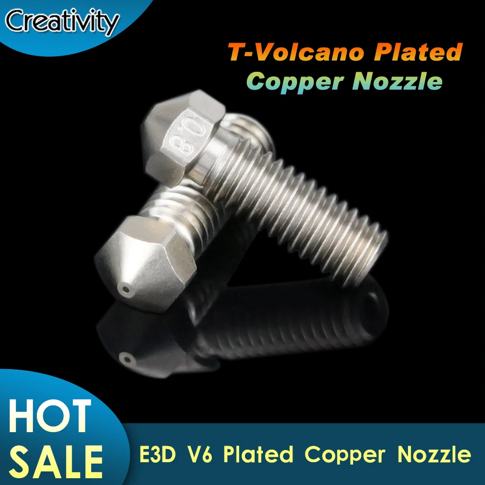 

T-Volcano Plated Copper Nozzle Durable Non-stick High Performance M6 Thread For E-3D V6 Volcano Hotend Extruder 3D Printer Parts