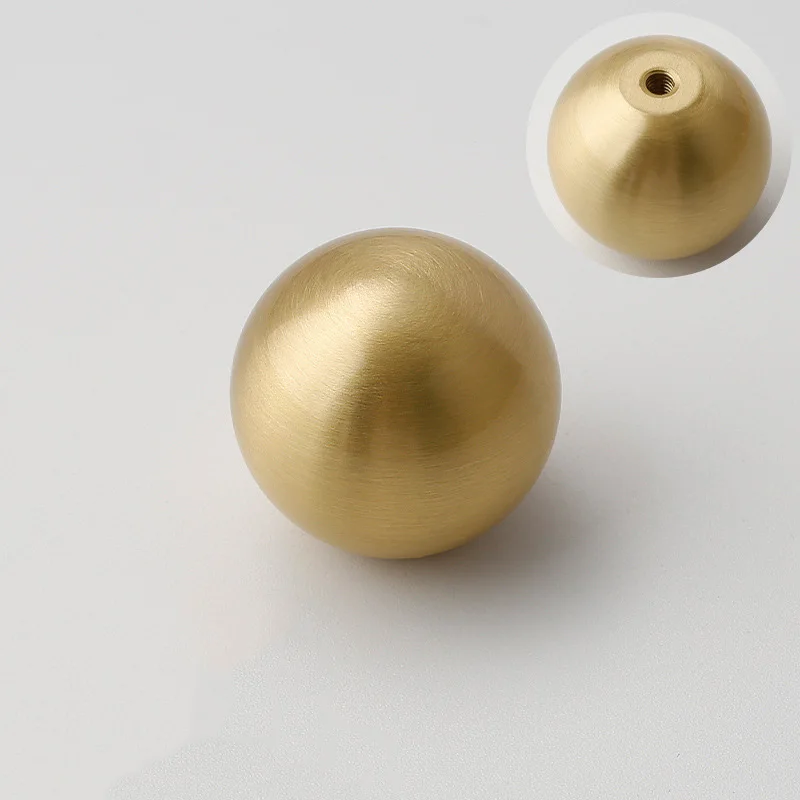 1Pc Brass Knob Round Furniture Handle Round Modern Minimalist Gold Drawer Knob Wardrobe Pull Kitchen Handle Solid Single Hole