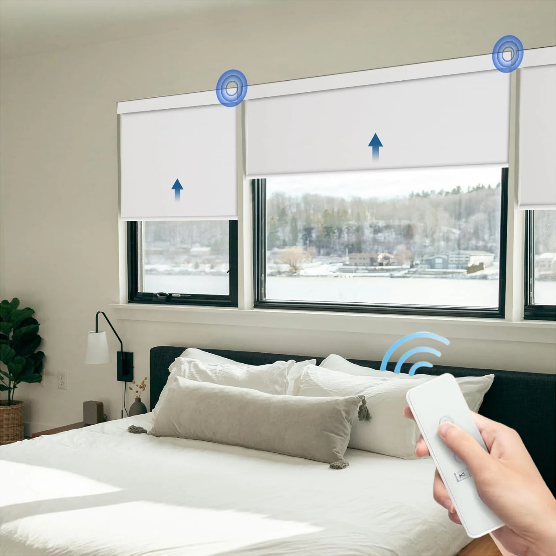 Fantastic Wireless Motorized Smart Remote Control 100% Blackout No Drill Roller Blinds for Livingroom