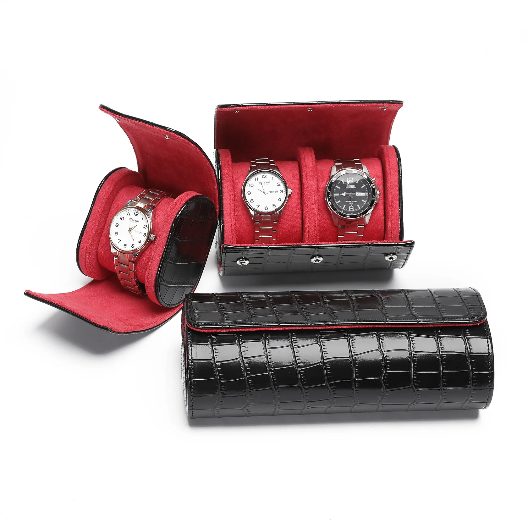 Picture 5: 3/2/1 Slot Watch Travel Case for Men Crocodile Pattern Leather Watch Roll Travel Case Portable Watch Storage Box For Gifts