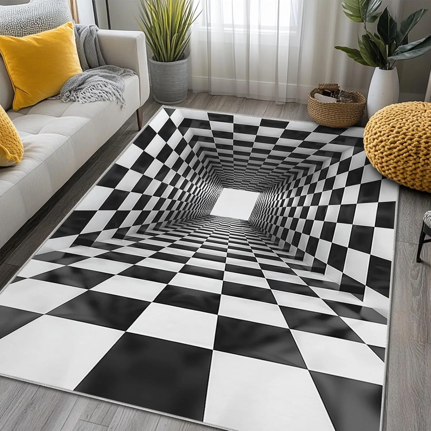 

Коврик в стиле бохо для гостиной Абстрактный коврик для прихожей Современная 3D-ловушка для отверстий Коврики с оптической визуальной иллюзией Нескользящая машина с низким ворсом