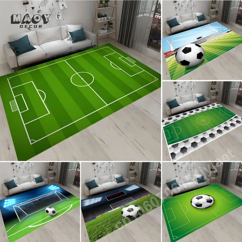 Football Field Carpet HD Soccer Rug Home Living Room Bedroom Sofa Doormat Floor Decoration Non-slip Washable Large Size Area Mat