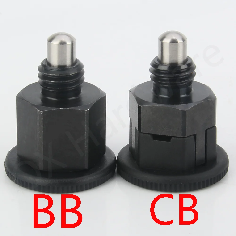 QX213 Mini stantuffo indice non bloccabile/autobloccante in acciaio al carbonio con perno Lcating placcato in nichel con trattamento nero