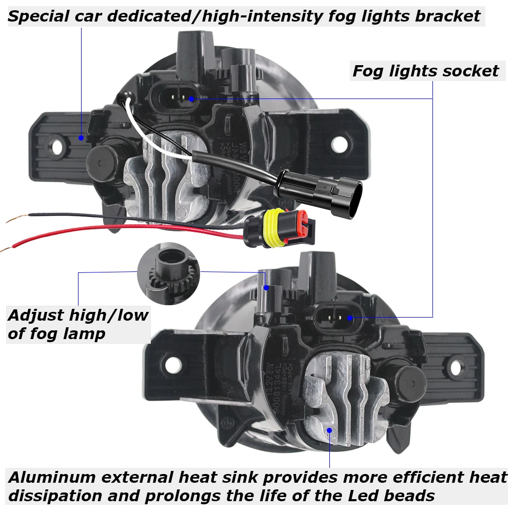 LED Fog Lights Assembly for Nissan Pulsar 5-Doors C13 VI 2014 2015 2016 2017 PTF with Clear Lens Angel Eye DRL Car Fog Lamp 30W detail image 3