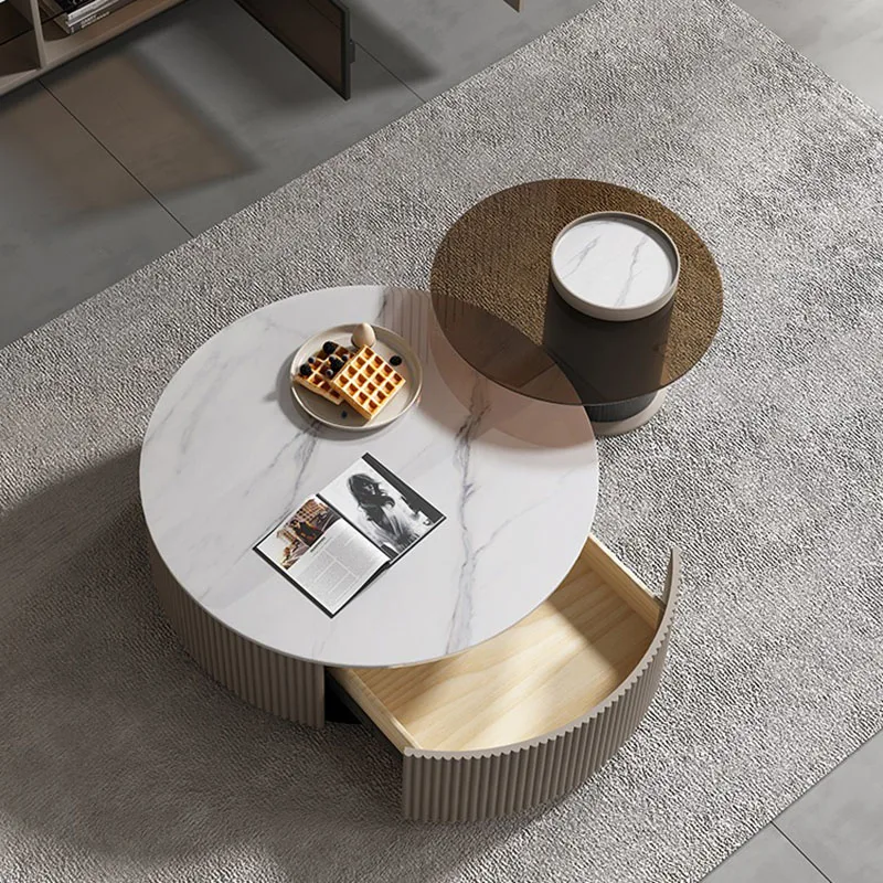 Luxury Modern Coffee Table Minimalist Italian Aesthetic Round Center Service Writing Books Mesa Auxiliar Lounge Suite Furniture