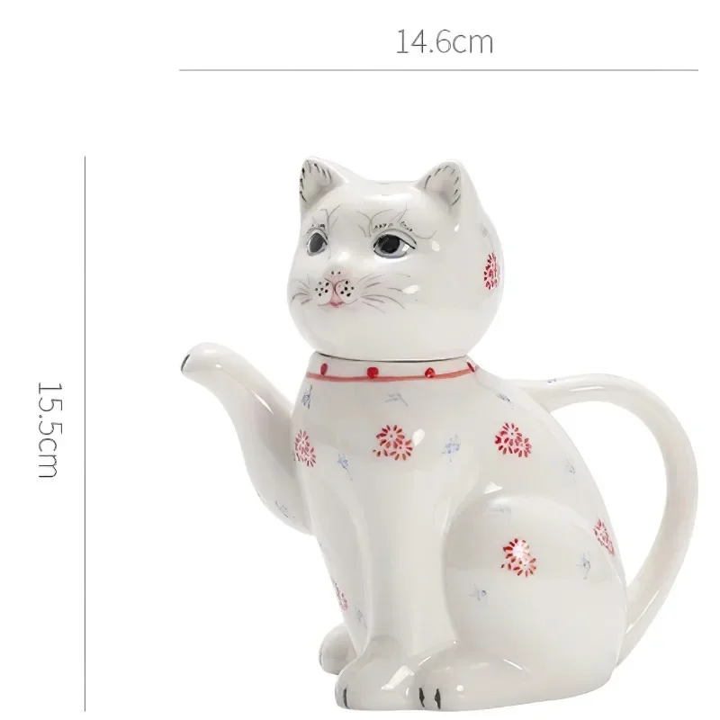 Ceramics Kettle Porcelain Flagon WaterWare Cat Pot Drink Juice Bottle Bone China Teapot Jug Drinkware Household Kitchen Supplies