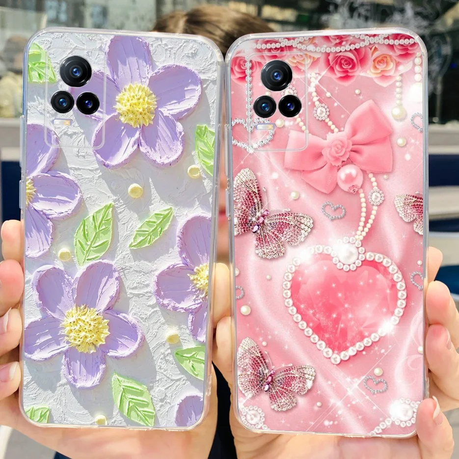 For Vivo V21e 4G Case V2061 Cute Fashion Painted Cover Clear Silicone Phone Cases For Vivo V21 V2066 V2108 VivoV21 e V21e Bumper