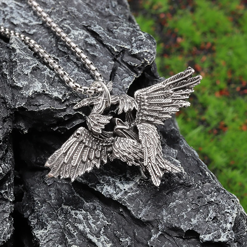 Fashionable Gothic Mysterious Angel Wings Pendant Necklace for Men's Retro Punk Trend Charm Jewelry Gift