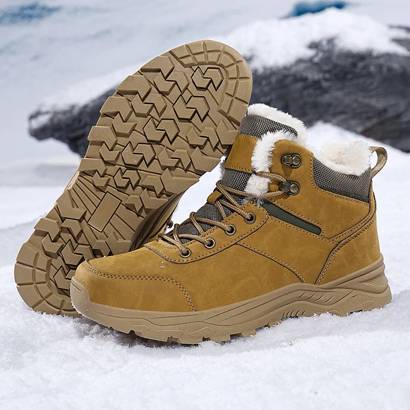 Männer hochwertige Schneeschuhe männliche Wander-Trekking stiefel Winter wasserdichte Plüschs chuhe schwarze Bergsteiger-Turnschuhe Größe 39-48