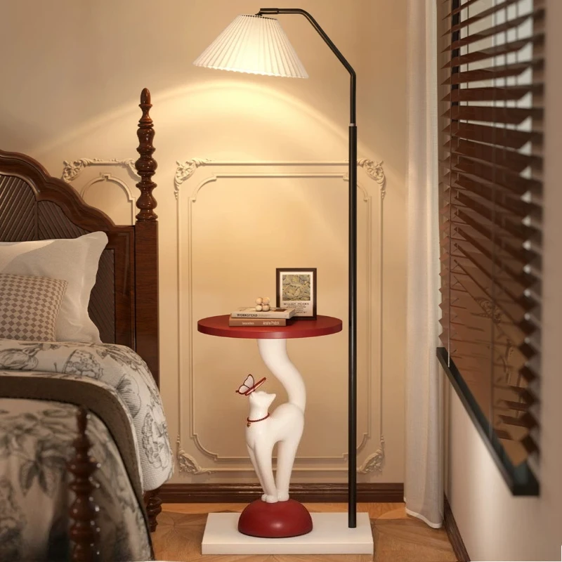 Designer Coffee Cat Side Table Cut Dopamine Modern Funky Minimalist Small Table Space Saving White Living Room Furniture