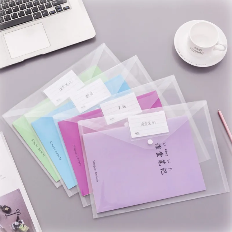 

5Pcs Simple Transparent A4 Snapper File Folder PVC Waterproof Office Document Bill Budget Organizer Student Test Paper Folders
