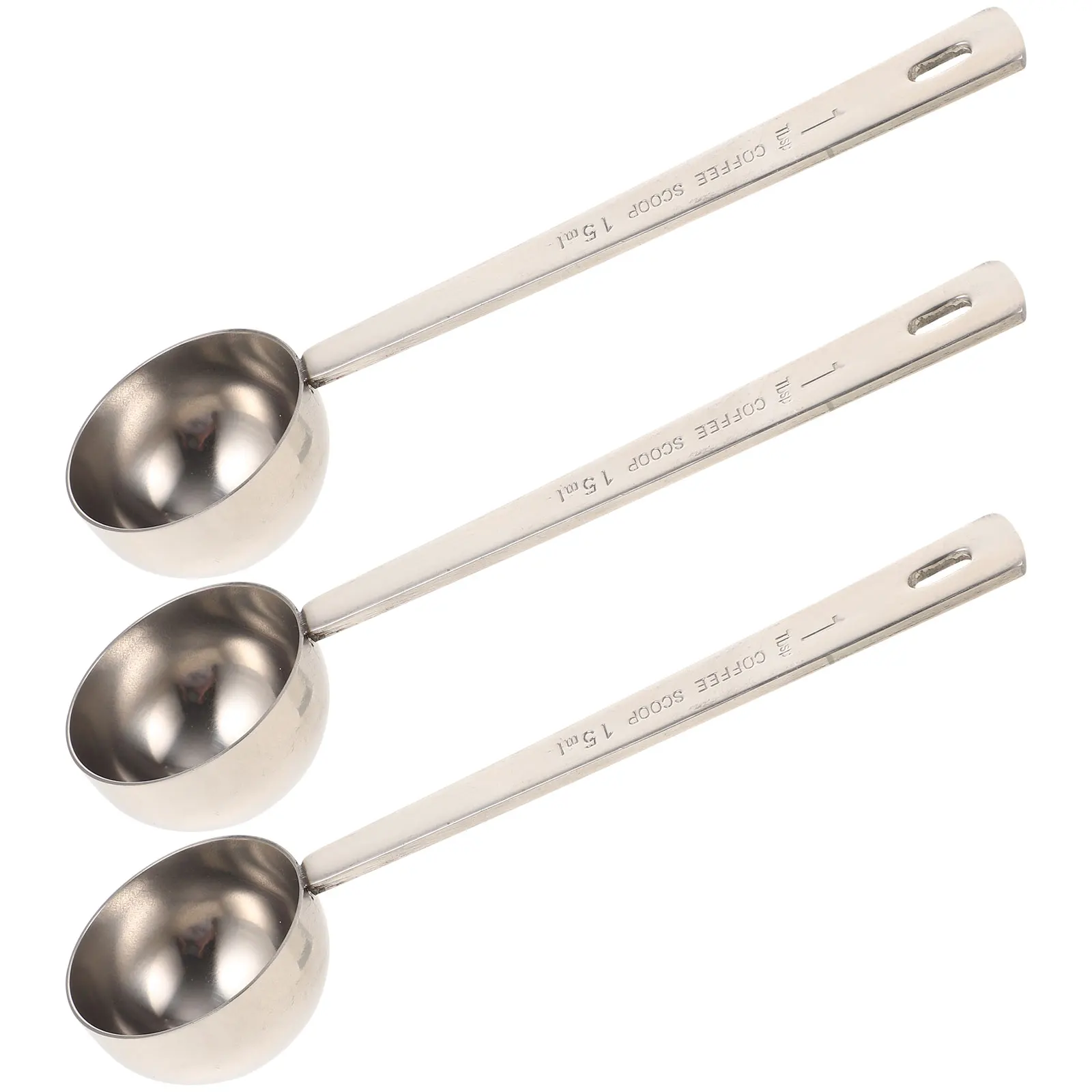 

3 Pcs Coffee Spoons 15ml Stainless Steel Thickened Espresso Teaspoon Silver Easy Cleaning Portable Modern Kitchen Bar