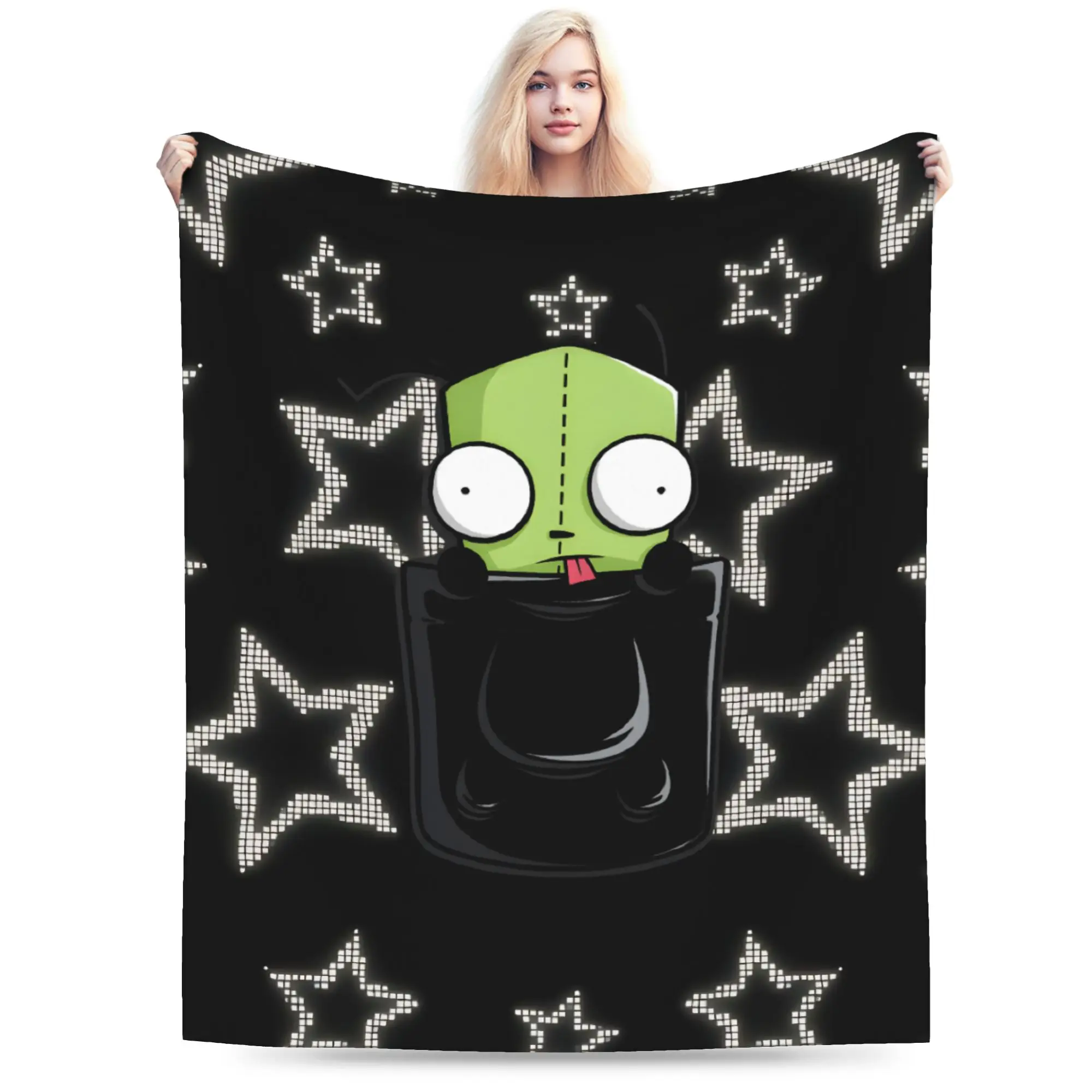 Invaders Zim Cartoon Blankets Flannel Print Multifunction Soft Throw Blanket for Sofa Bedroom Quilt