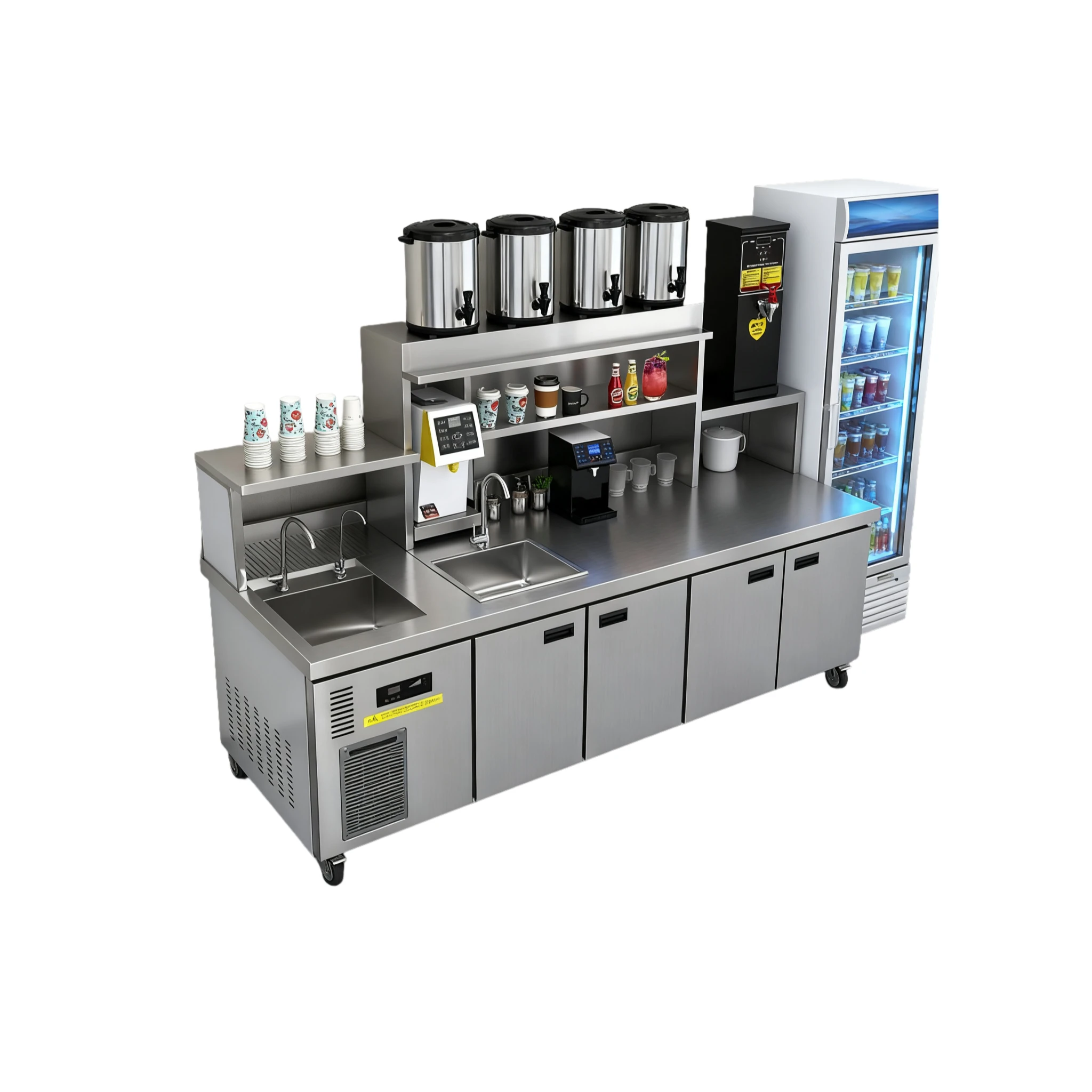 M1.5 Meter Custom Bubble Tea Machine Refrigerated Working Water Boba Bar Milk Tea Counter No reviews yet · Complies with EU stan