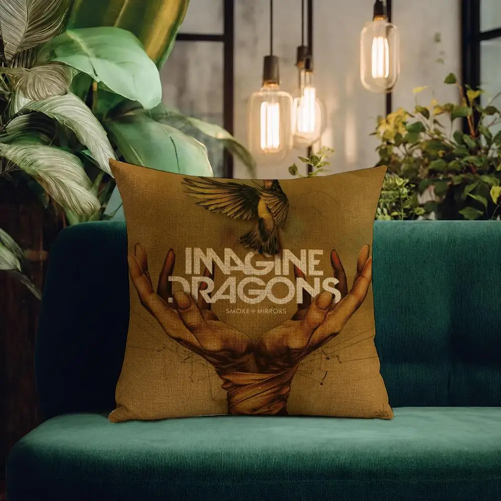 Band Imagine Dragons Cushion Cover Natural Linen Pillowcase Set All-in-One Decor Cushion Cover for Sofa Bedroom Chair