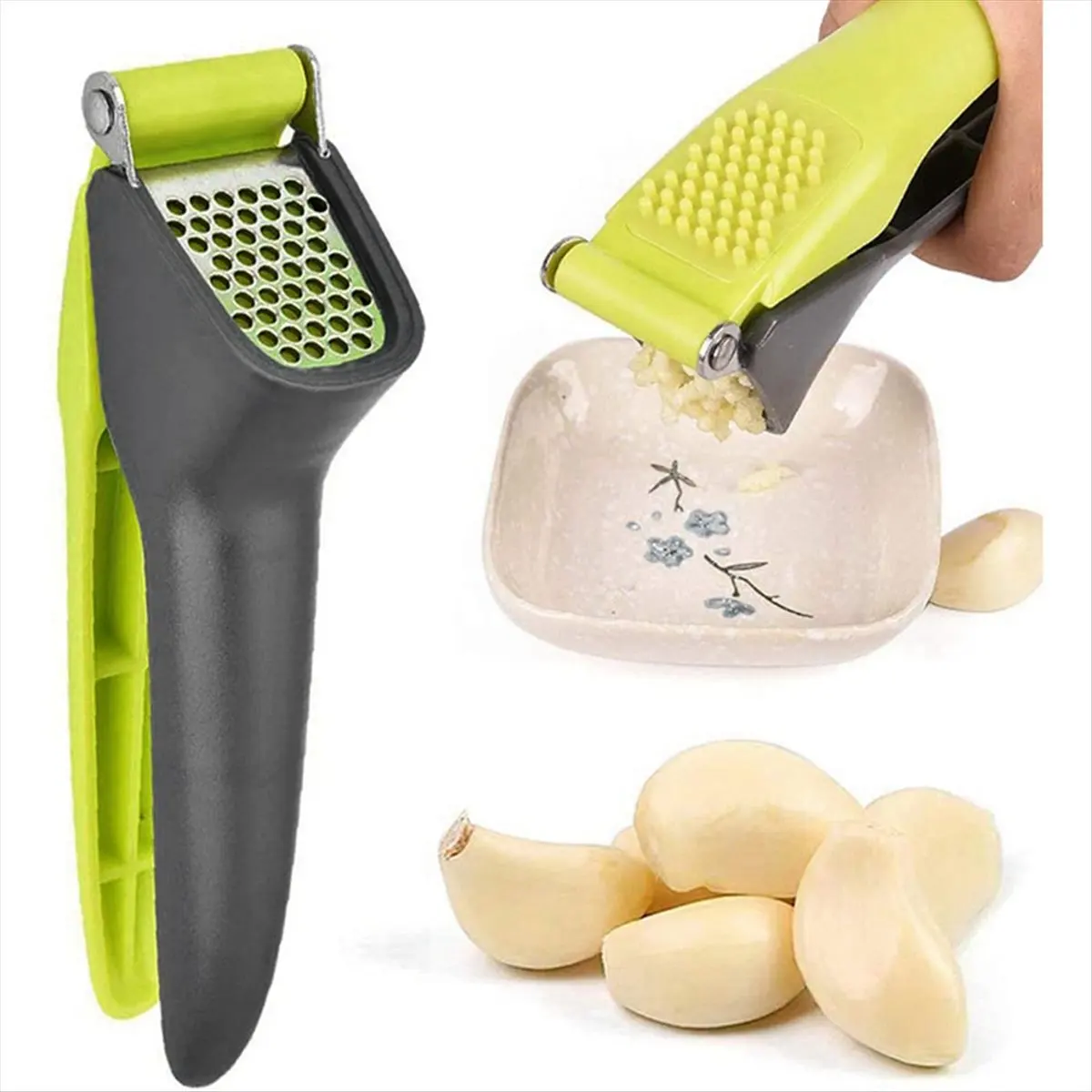 N14R Top Garlic Press - Ergonomic Garlic Crusher for Easy Crushing & Peeling, Perfect for Home & Professional Use